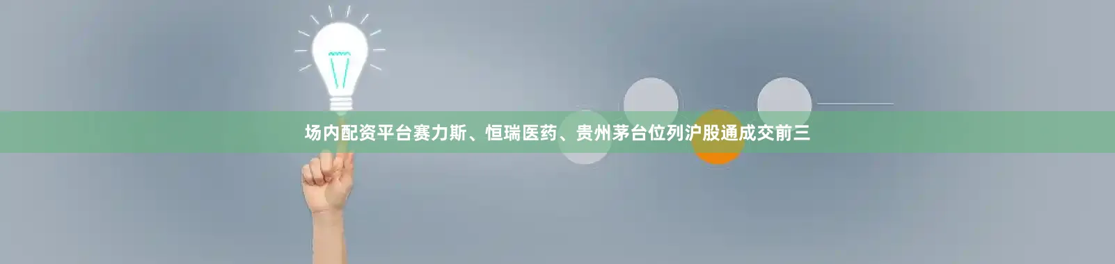 场内配资平台　　赛力斯、恒瑞医药、贵州茅台位列沪股通成交前三