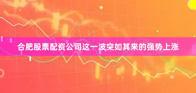 合肥股票配资公司这一波突如其来的强势上涨